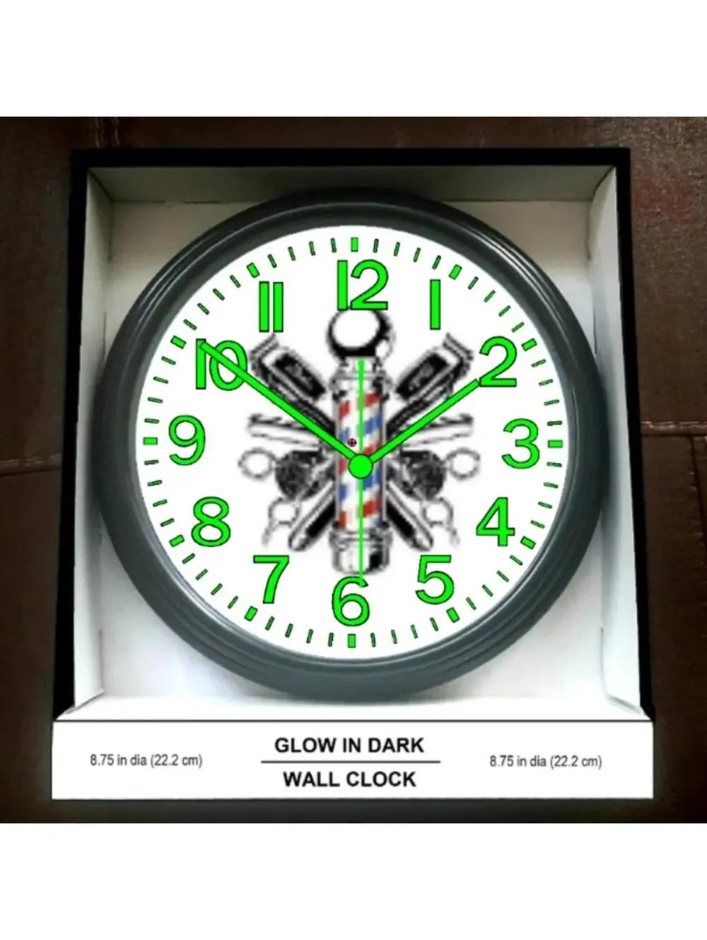 Barber Shop Wall Clock Glow In The Dark Wall Clock New!